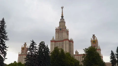 Building Lomonosov Moscow State University Stock Footage