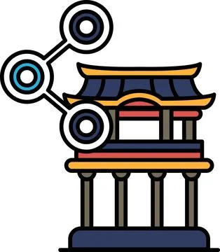 A building with a lot of circles on it Ilustración de archivo
