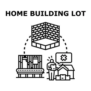 Building lot construction materials delivery process concept Ilustración de archivo