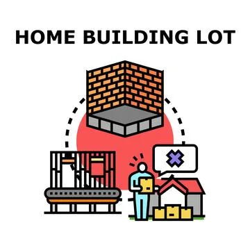 Building lot construction materials delivery process concept Ilustración de archivo