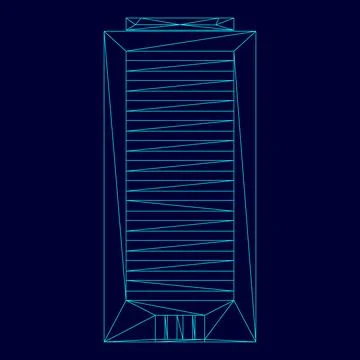 Building low poly triangulation triangulated polygonal electric cyan blue vib Ilustración de archivo