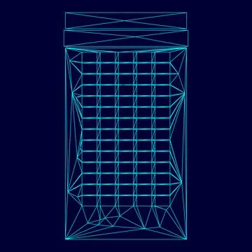 Building low poly triangulation triangulated polygonal electric cyan blue vib Stock Illustration