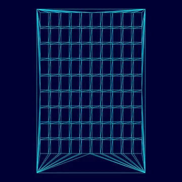 Building low poly triangulation triangulated polygonal electric cyan blue v.. Stock Illustration