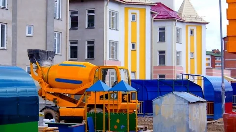 Building with Machinery and Workers Video stock 81698978