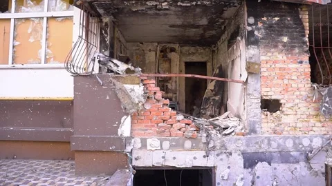 A building made of composite materials with a wall missing in the middle Stock Footage 264323475