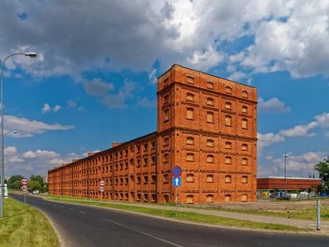 Building made with red bricks Stock Photos