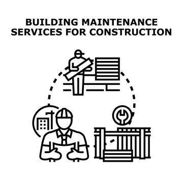 Building maintenance and construction services planning work Stock Illustration
