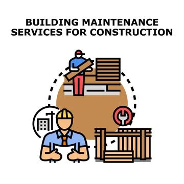 Building maintenance and construction services planning work Stock Illustration