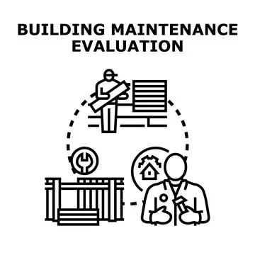 Building maintenance evaluation concept vector illustration Ilustración de archivo