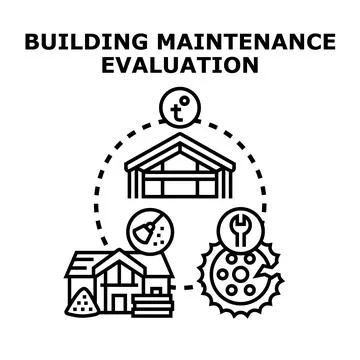 Building maintenance evaluation process vector illustration Stock Illustration