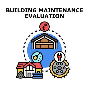 Building maintenance evaluation process vector illustration Stock Illustration