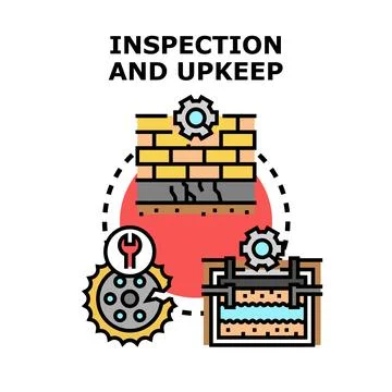 Building maintenance routine with inspection and upkeep process 스톡 일러스트