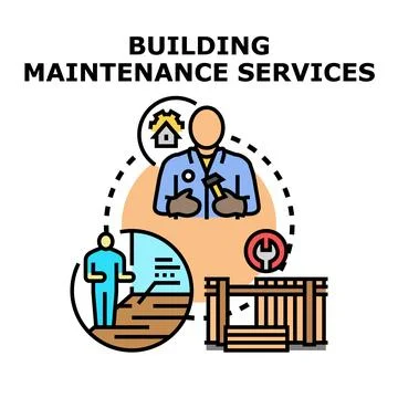 Building maintenance services concept illustrating property renovation work 스톡 일러스트