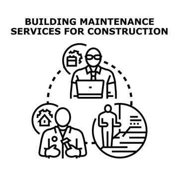 Building maintenance services for construction concept illustration Stock Illustration