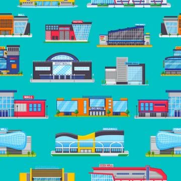 Building mall vector storefront of newbuild mall and store facade illustration Stock Illustration