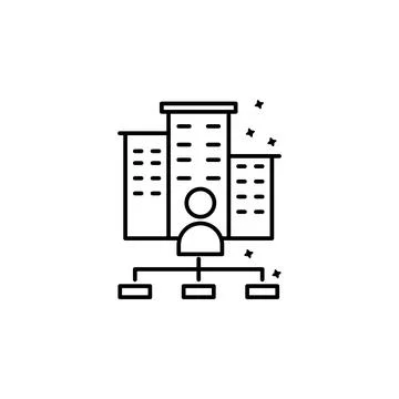 Building man project icon. Simple line, outline vector of project management Ilustración de archivo