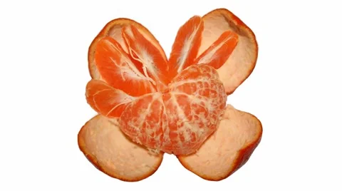 Building a mandarin on white background - stop motion animation Stock Footage 45850330