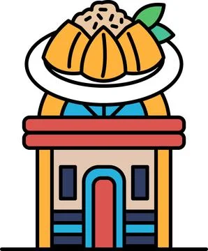 A building with Mango sticky rice plate on top of it Stock Illustration
