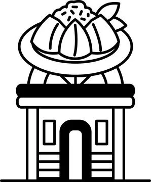 A building with Mango sticky rice plate on top of it Stock Illustration