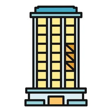 Building with many floors flat line icon Ilustración de archivo