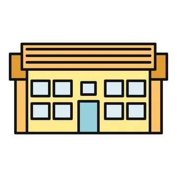 Building with many windows and simple door icon Stock Illustration
