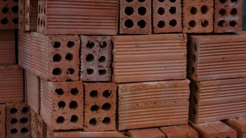 Building material bricks stacked on a pallet! Stock Photos