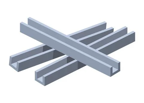 Building material. Heap of metal construction beams. Cartoon supplies for Ilustración de archivo