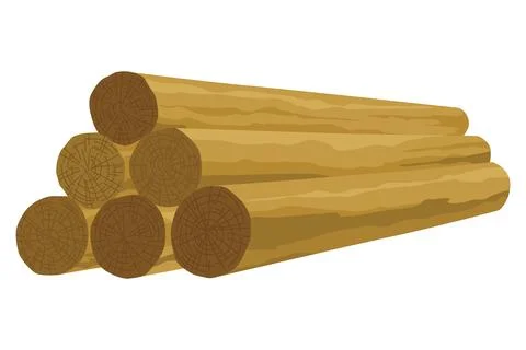 Building material. Heap of round tree. Cartoon supplies for buildings works Ilustración de archivo