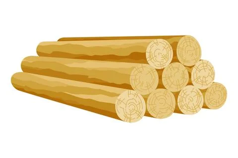 Building material. Heap of round tree. Cartoon supplies for buildings works Ilustración de archivo