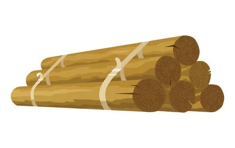 Building material. Heap of round tree. Cartoon supplies for buildings works Ilustración de archivo