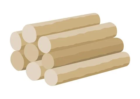 Building material. Heap of round tree. Cartoon supplies for buildings works Stock Illustration