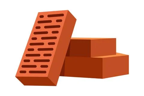 Building material. Red brick. Cartoon supplies for buildings works. Construction Ilustración de archivo