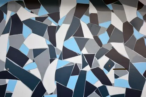Building materials, blue, gray, white clay mosaic, ceramic. Stock Photos