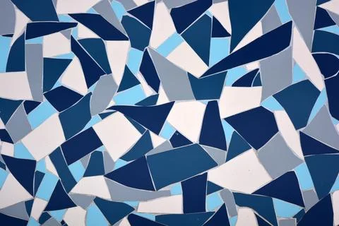 Building materials, blue, gray, white clay mosaic, ceramic. Stock Photos