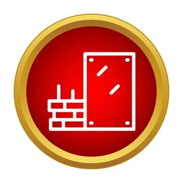 Building materials brick wall and clear panel icon Stock Illustration