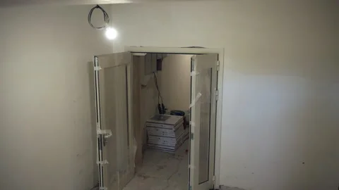 Building materials clutter floor in middle of home repair Stock-Footage 333212228