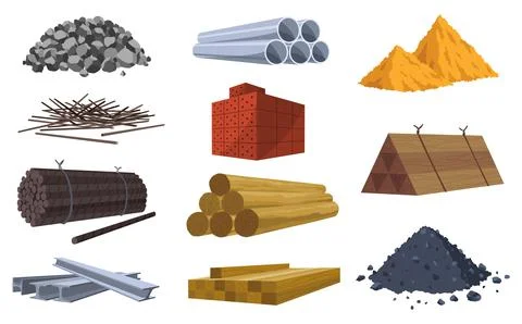 Building materials. Construction concept. Illustrations can be used for Ilustración de archivo