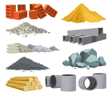 Building materials. Construction concept. Illustrations can be used for Ilustración de archivo