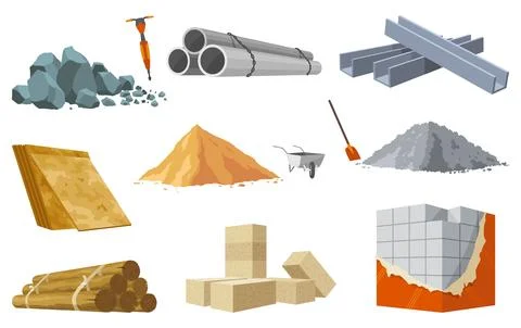 Building materials. Construction concept. Illustrations can be used for Ilustración de archivo