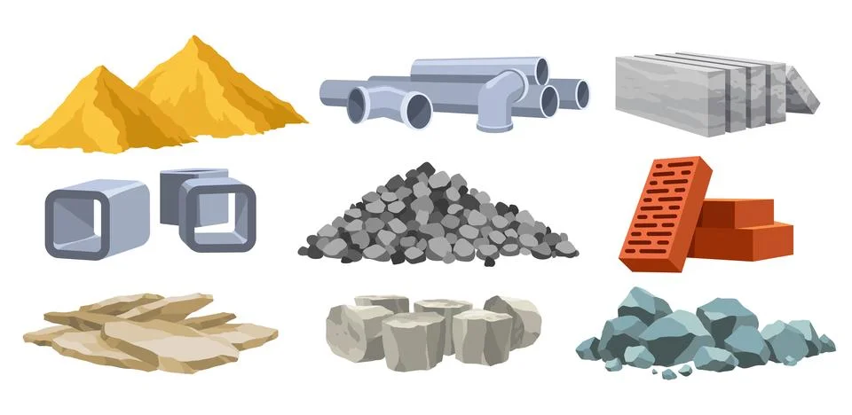 Building materials. Construction concept. Illustrations can be used for Ilustración de archivo