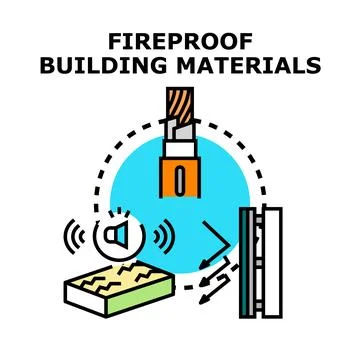 Building materials ensuring fireproof soundproof and waterproof safety Stock Illustration