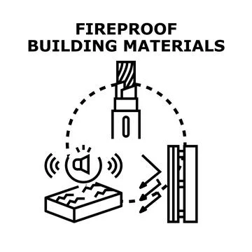 Building materials ensuring fireproof soundproof and waterproof safety Stock Illustration