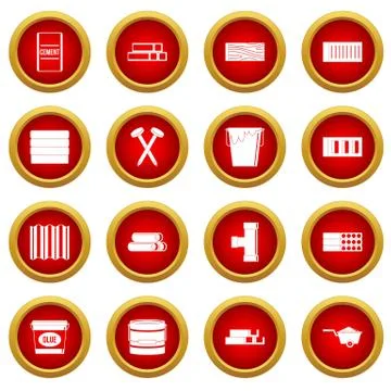 Building materials icon red circle set Ilustración de archivo