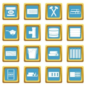Building materials icons azure Ilustración de archivo