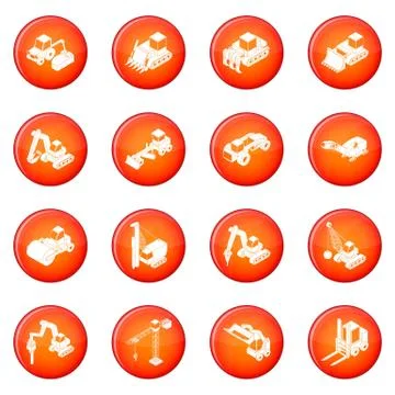Building materials icons set red vector Ilustración de archivo