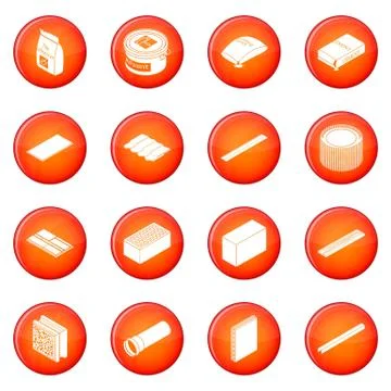 Building materials icons set red vector Ilustración de archivo