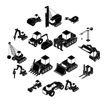 Building materials icons set, simple style Stock Illustration