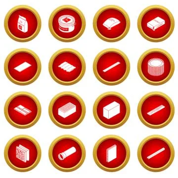 Building materials icons set, simple style Ilustración de archivo