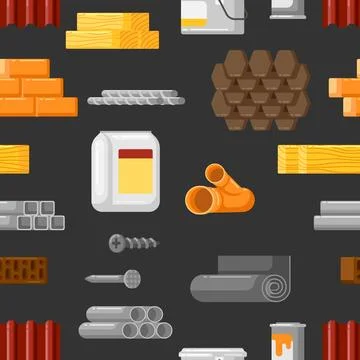 Building materials pattern. Industrial products for construction and renovation Ilustración de archivo
