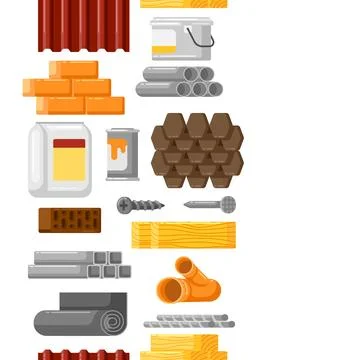 Building materials pattern. Industrial products for construction and renovation Stock Illustration